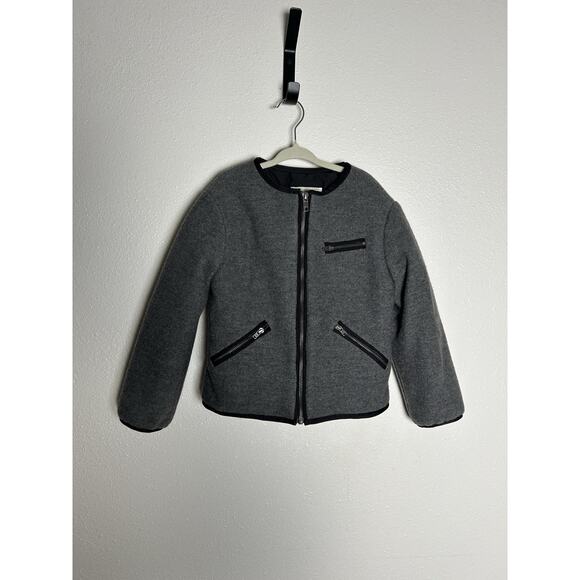 Bonpoint Gray 100% Virgin Wool Moto Jacket With Zipper Pockets Girls Size 6 - Picture 1 of 4